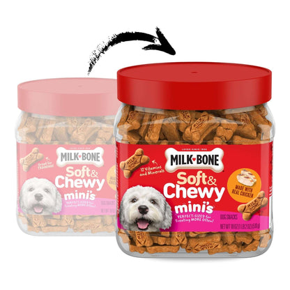 Milk Bone Soft & Chewy Mini’s Dog Treats, Made with Real Chicken, 18 oz Canister