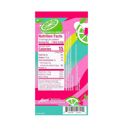 Alani Nu CHERRY TWIST Energy Sticks, Energy Drink Powder, 200mg Caffeine, Pre Workout Performance with Antioxidants, On-The-Go Drink Mix, Biotin, B Vitamins, Zero Sugar, 5-10 Calories, 10 Pack