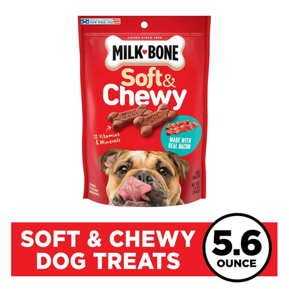 Milk Bone Soft & Chewy Dog Treats Made With Real Bacon, 5.6 oz Bag