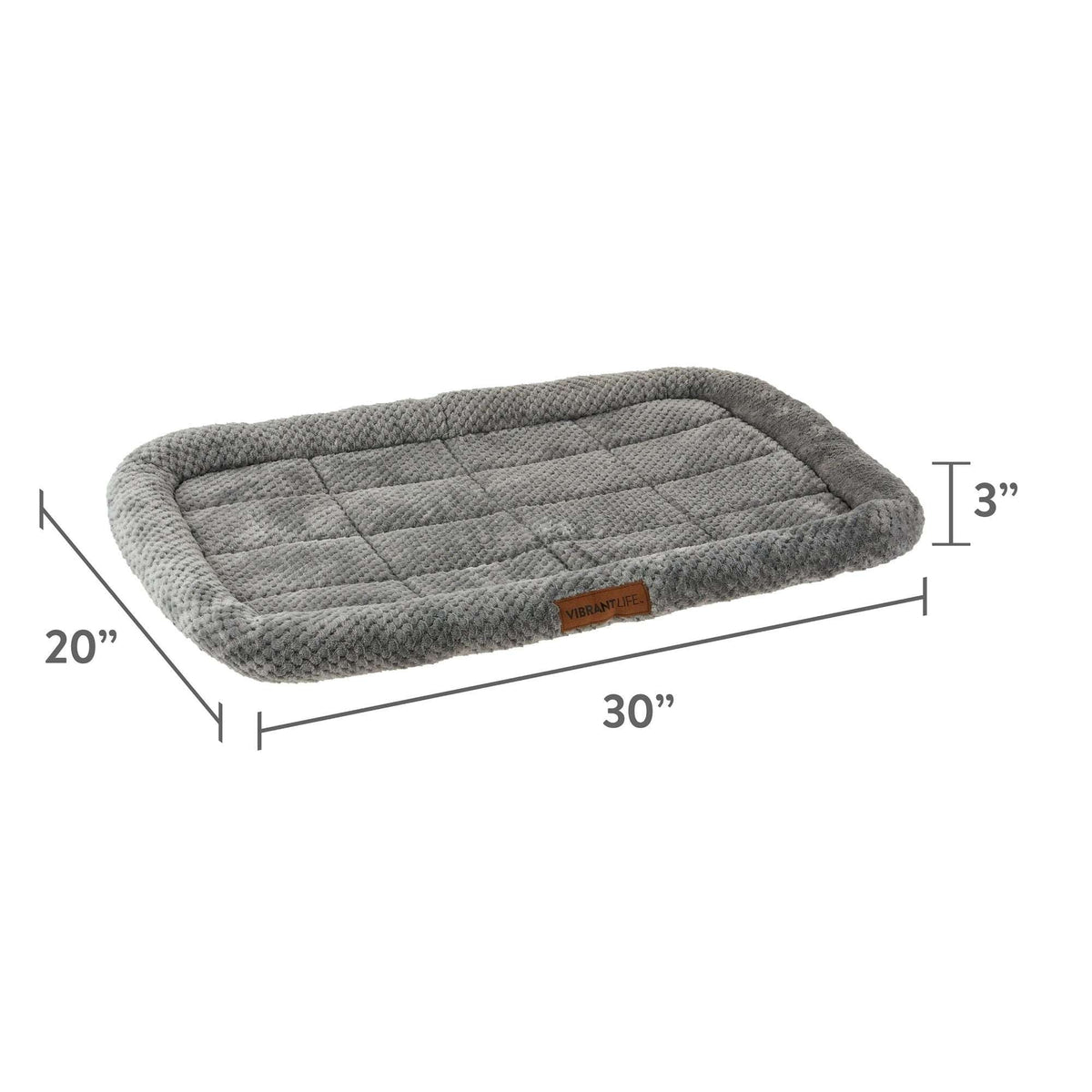 Vibrant Life Cozy Luxe Crate Mat Pet Bed, Gray