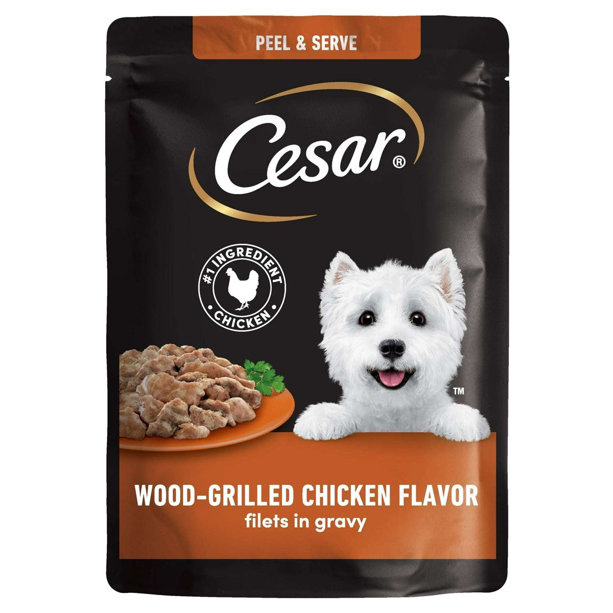Cesar Filets in Gravy Wood-Grilled Chicken Flavor Wet Dog Food, 1.76-oz Mini-Pouches