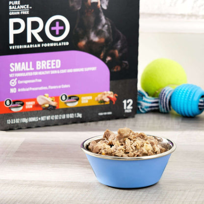 Pure Balance Pro+ Small Breed Turkey and Chicken Stew Variety Pack Wet Dog Food 3.5oz Cups (12 Pack)