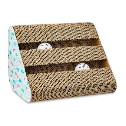 (2 pack) Vibrant Life Cat Scratching Pad, Corrugated Cardboard Activity Center, 3-Sided, Fish & Sushi Print, 7.5" x 10.5" x 7.5"