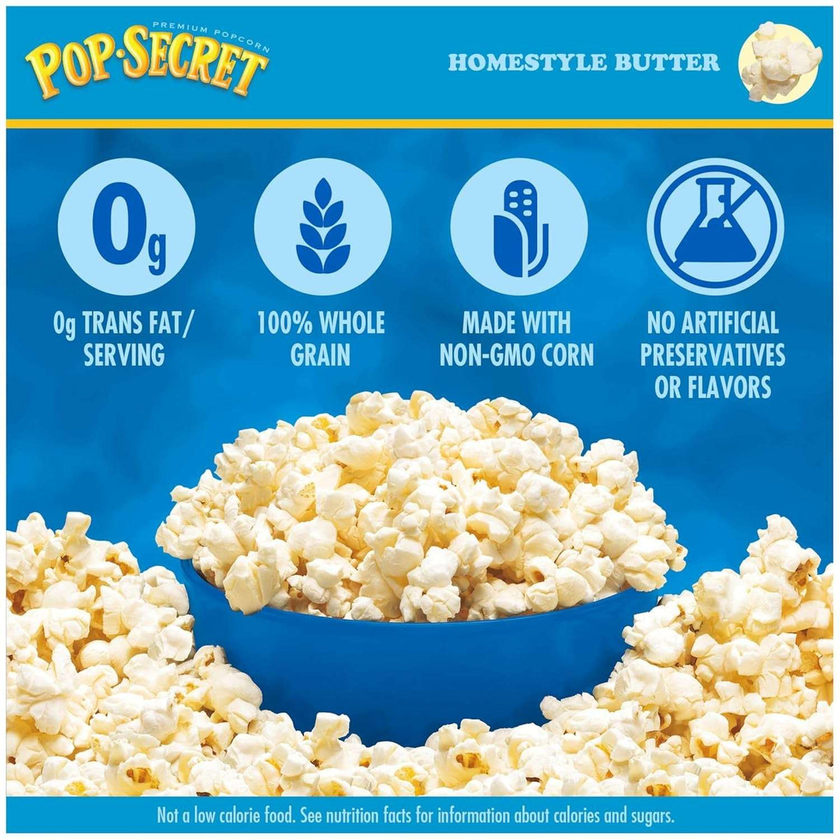 Pop Secret Popcorn, Homestyle Butter Microwave Popcorn, 3 Ounce (Pack of 18)