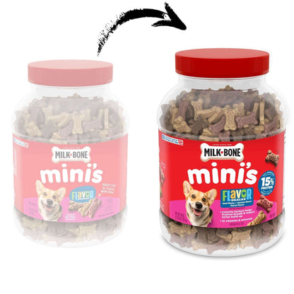 Milk Bone Flavor Snacks Mini’s Dog Biscuits, Flavored Crunchy Dog Treats, 36 oz Canister