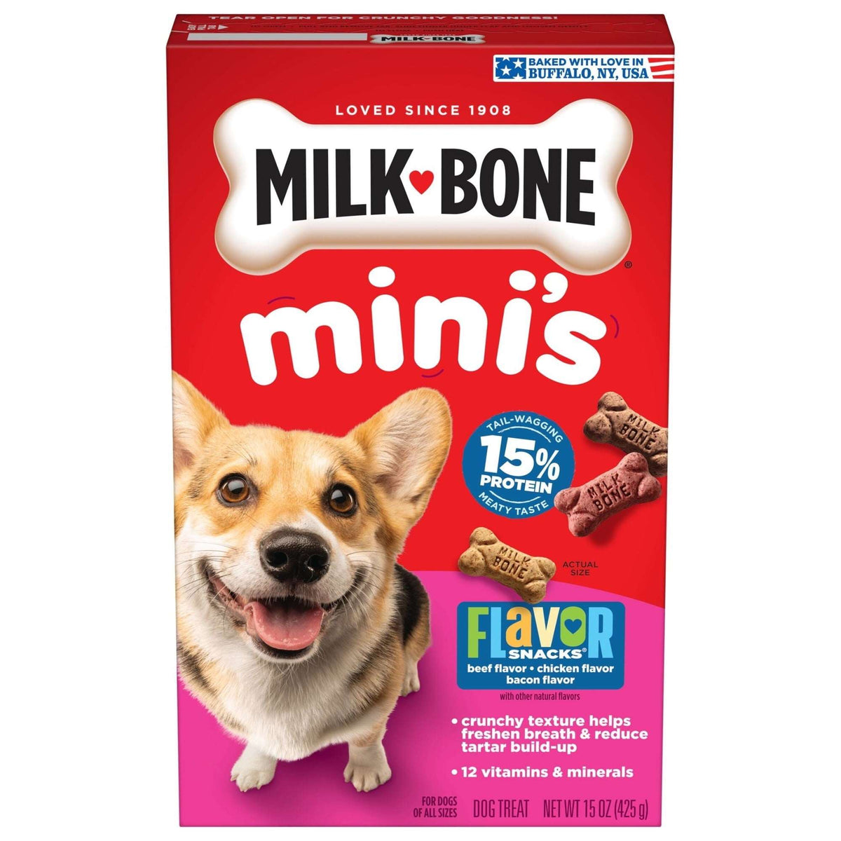 Milk Bone Flavor Snacks Mini’s Dog Biscuits, Flavored Crunchy Dog Treats, 36 oz Canister
