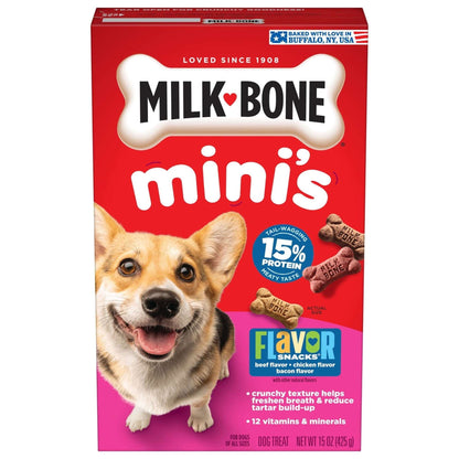 Milk Bone Flavor Snacks Mini’s Dog Biscuits, Flavored Crunchy Dog Treats, 36 oz Canister