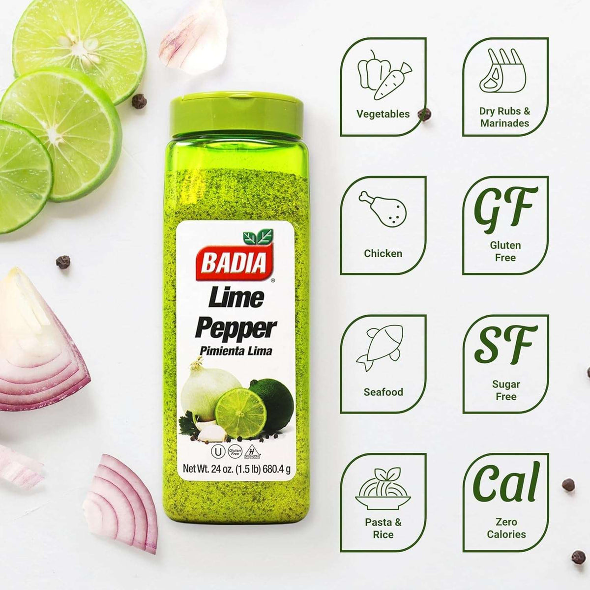 Badia Lemon Pepper Seasoning, 24 oz - Pepper, Garlic & Onion, Zesty Citrus Blend for Chicken, Seafood & Vegetables