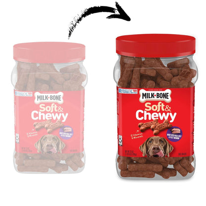 Milk Bone Soft & Chewy Dog Treats, Made with Real Beef & Filet Mignon, 25 oz Canister