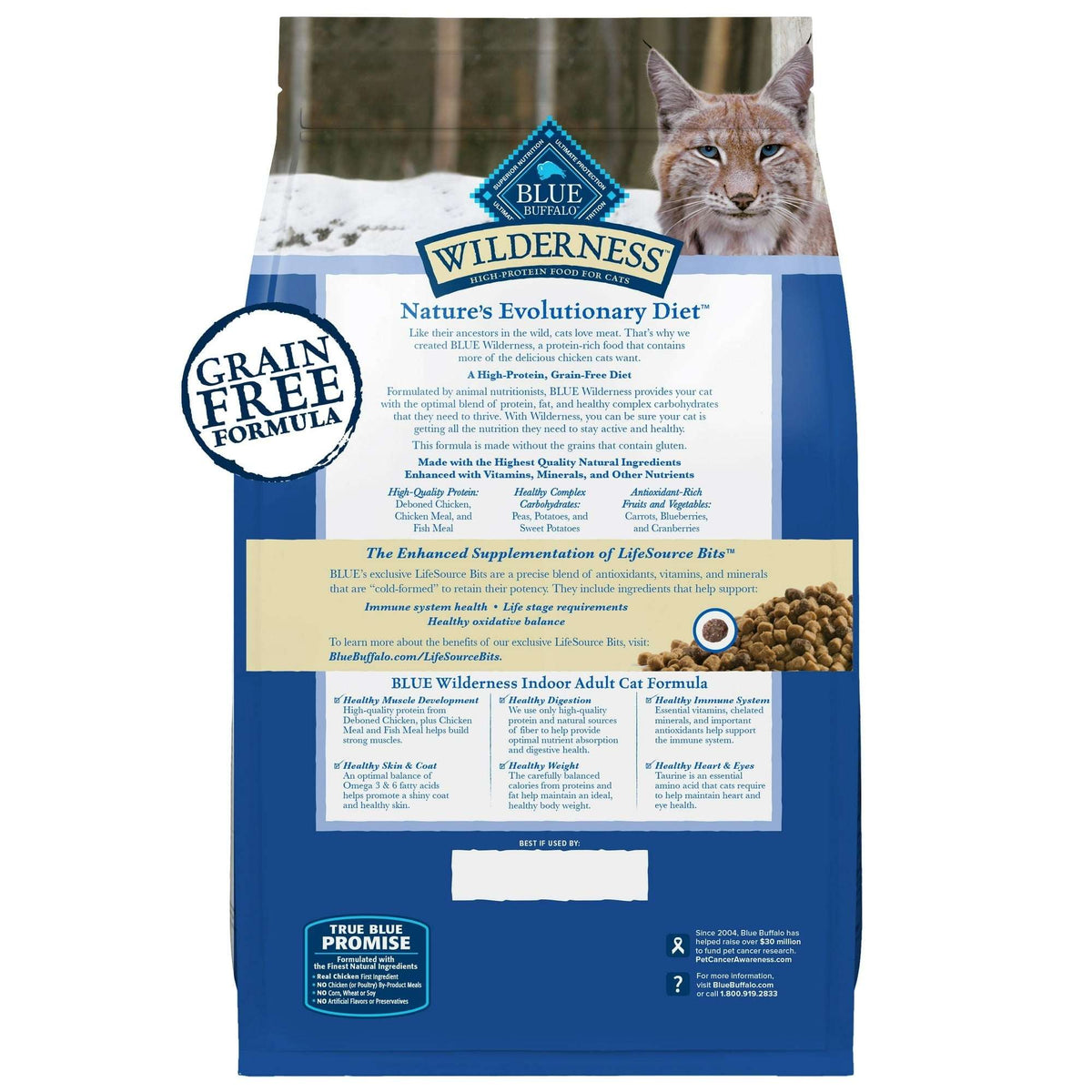 Blue Buffalo Wilderness Natural High-Protein, Grain-Free Dry Cat Food, Chicken, 4-lb. Bag