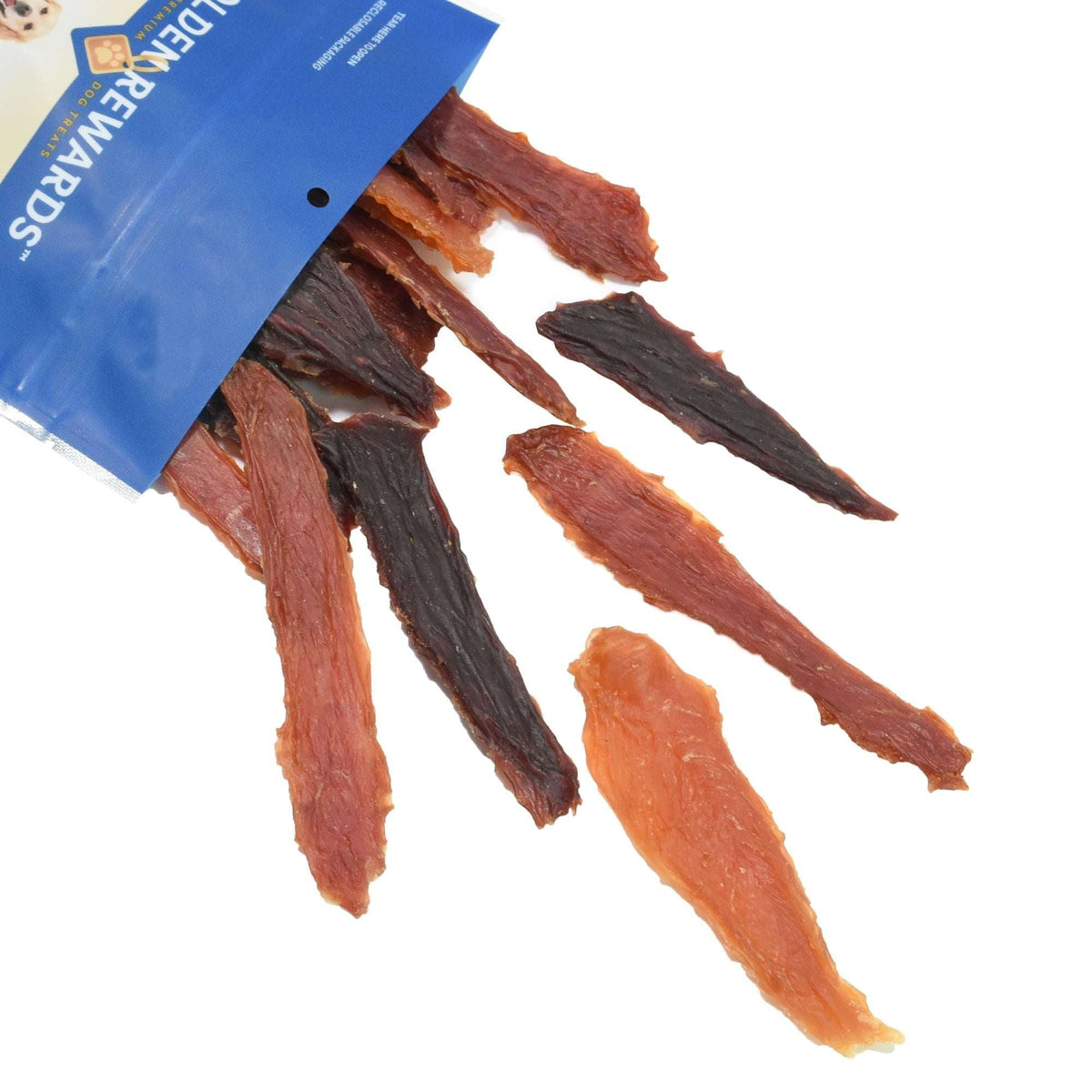 Golden Rewards Chicken, Duck and Beef Premium Variety Dry Jerky Treats for Dogs, Chicken, Duck and Beef Recipe 12 oz Bag