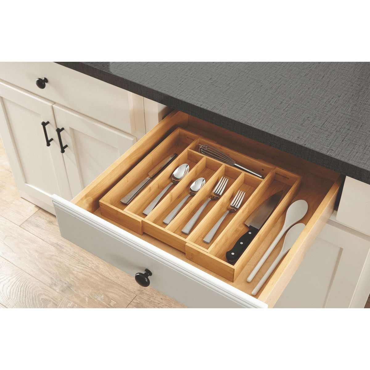 (2 pack) Better Homes & Gardens Natural Bamboo Expandable Silverware Organizer, 13.98 x 10.04-15.35 x 1.97 inches