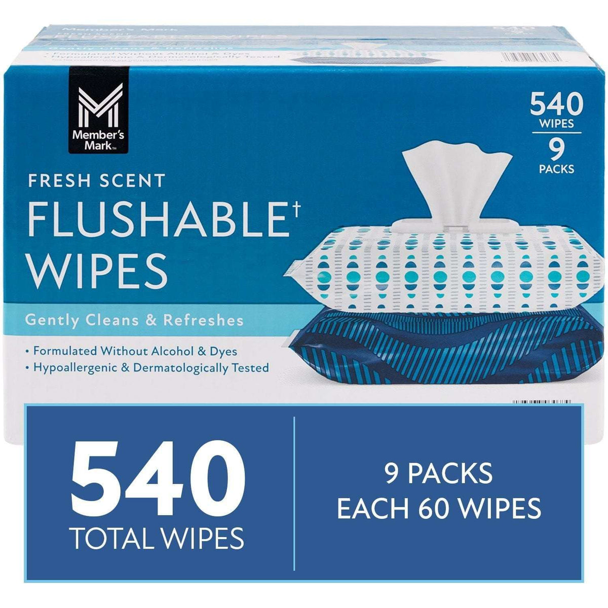 Member's Mark Flushable Wipes, Scented, 540 ct.