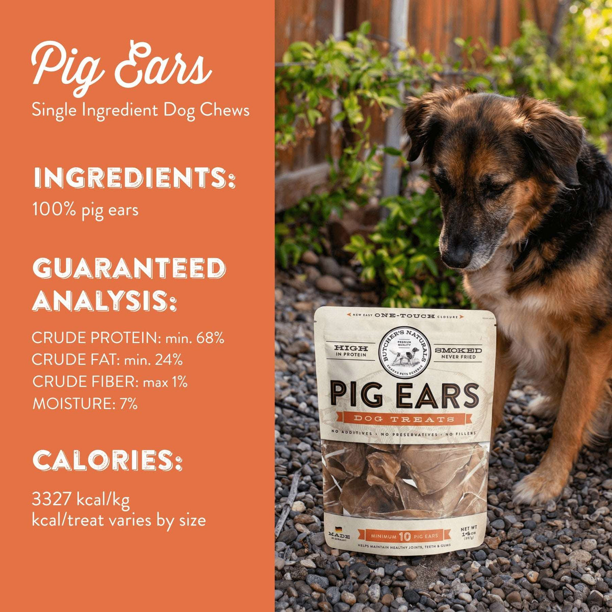 Butcher’s Naturals Pork Flavored Pig Ears Treats for Dogs, 10 Pieces