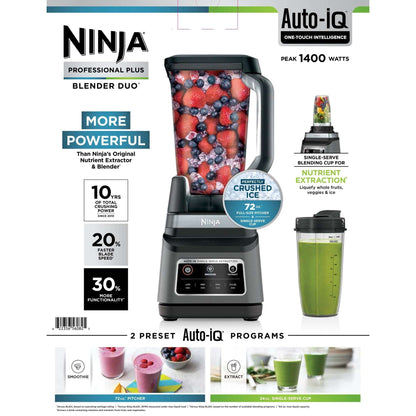 Ninja Professional Plus DUO 72-Oz Blender, Smoothies, Ice Crush, 2 Auto-iQ Preset Programs, 4 Speeds, 1400PW, BN750