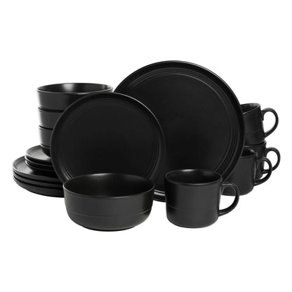 10 Strawberry Street Double Line 16 Piece Stoneware Dinnerware Set, Seafoam