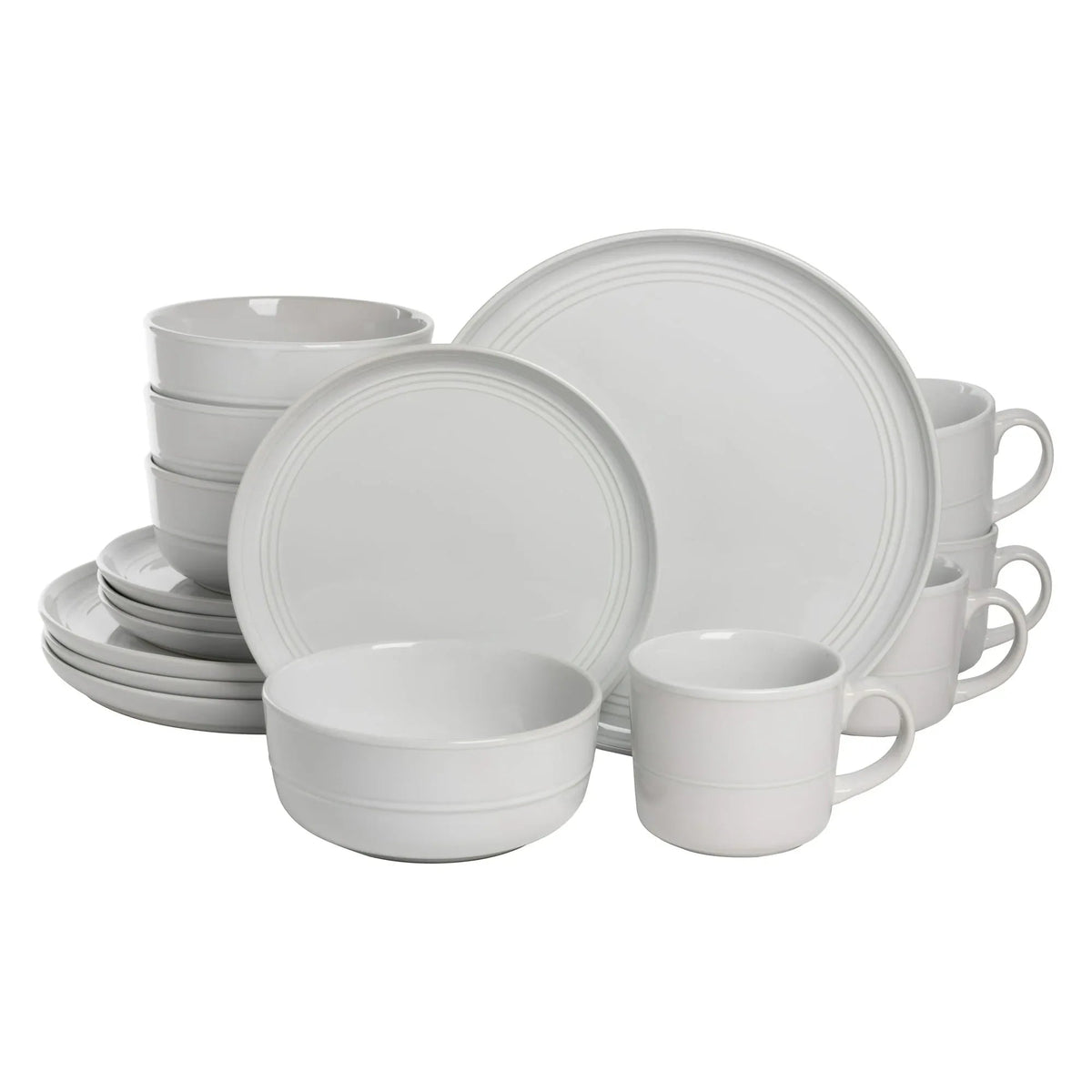 10 Strawberry Street Double Line 16 Piece Stoneware Dinnerware Set, Seafoam