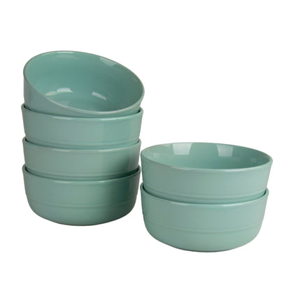 10 Strawberry Street Double Line 6.25"/24 oz Round Cereal Bowl, Set of 6, Seafoam