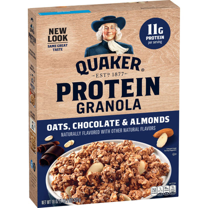 Quaker Protein Granola Oats Chocolate & Almonds, 18 oz Single Pack
