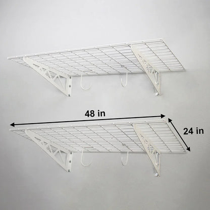 SafeRacks Wall Shelf Combo Kit, Two Shelves, Four Deck Hooks