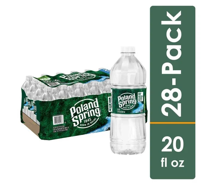 Poland Spring 100% Natural Spring Water Bottles – 20 fl oz, 28-Pack