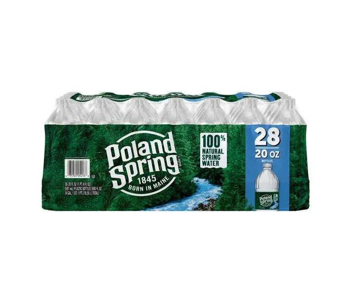 Poland Spring 100% Natural Spring Water Bottles – 20 fl oz, 28-Pack