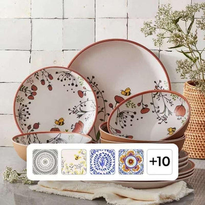 Member'S Mark 12-Piece Bamboo Melamine Dinnerware Set (Assorted Colors)