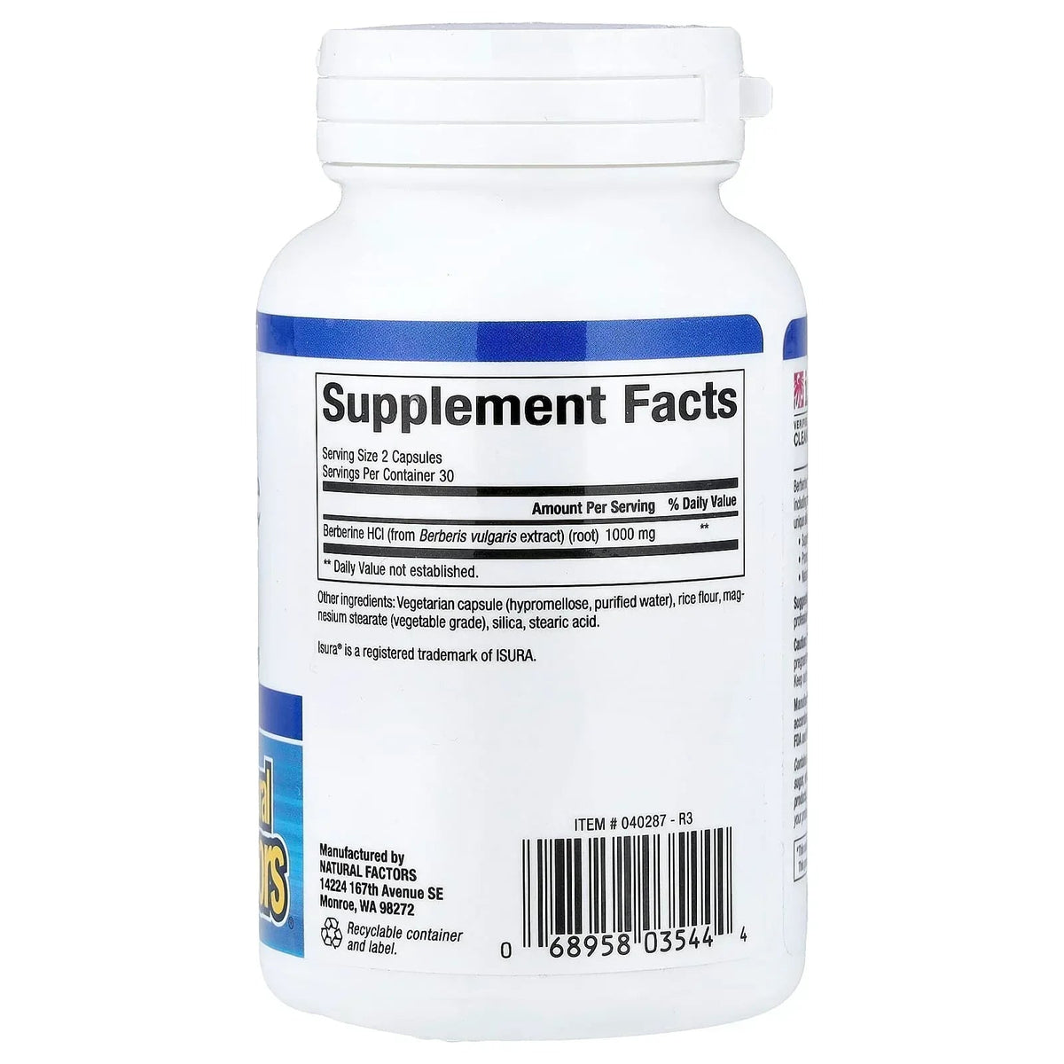 Natural Factors, WellBetX®, Berberine, 120 Vegetarian Capsules (500 mg per Capsule)