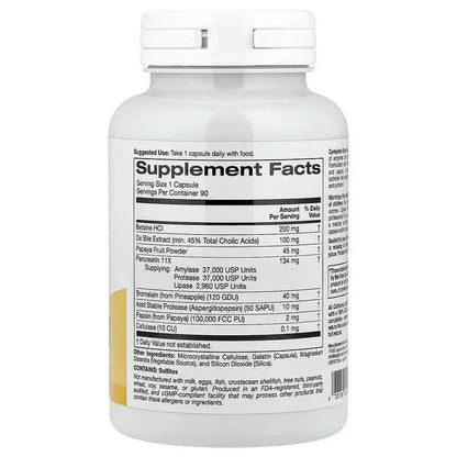 California Gold Nutrition, SimplyOne®, Complete Enzymes with Betaine HCl, Ox Bile Extract, Full-Spectrum Enzymes, and Bromelain, 90 Capsules