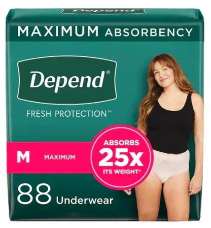 Depend Fresh Protection Adult Incontinence Underwear for Women, Medium - Blush, 88 ct.