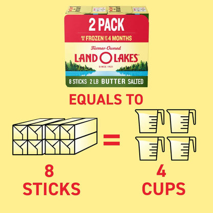 Land O Lakes Salted Butter, 8 Sticks, 2-1 lb Packs