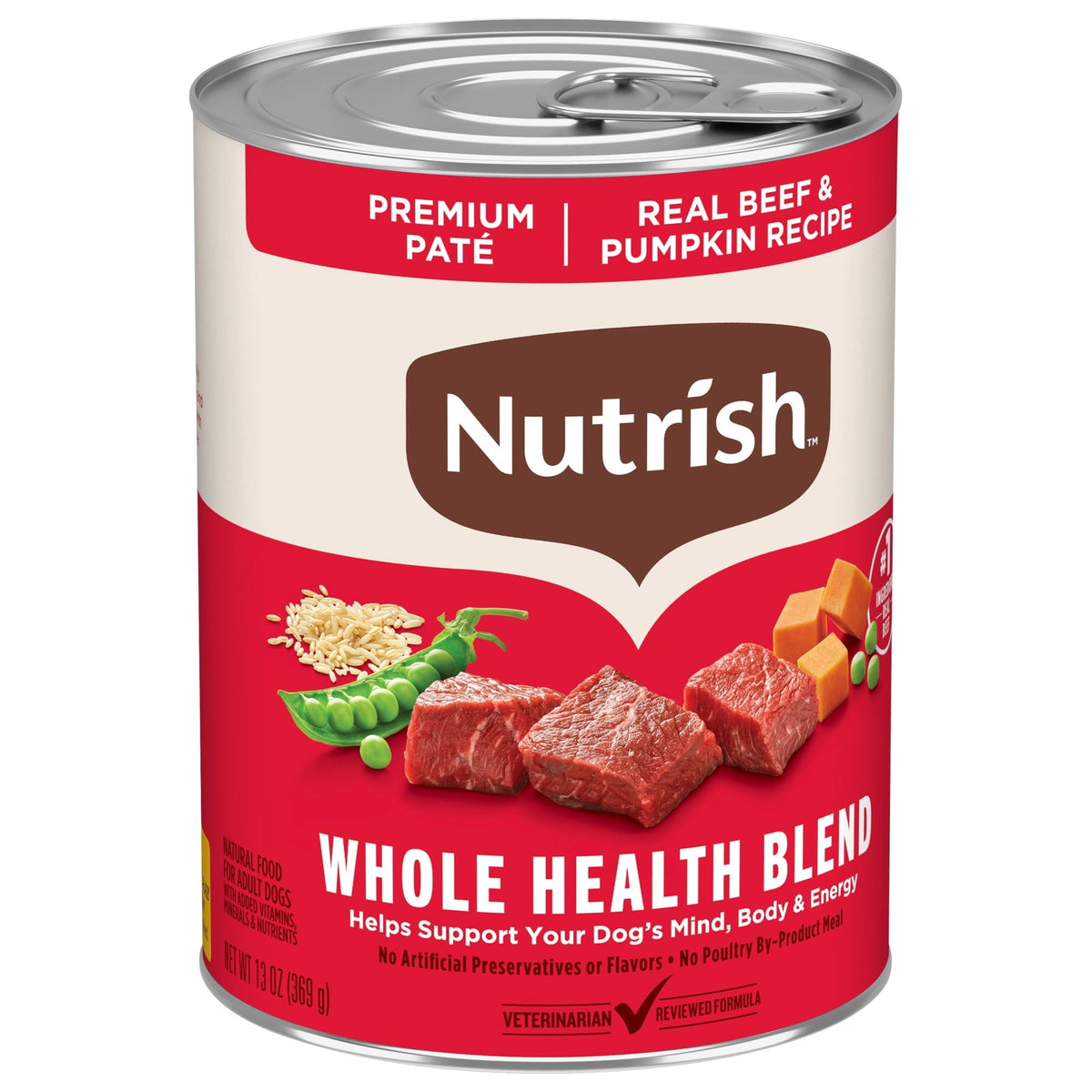 Nutrish Real Beef & Pumpkin Recipe Whole Health Blend Premium Paté Wet Dog Food, 13 oz. Can (Rachael Ray)