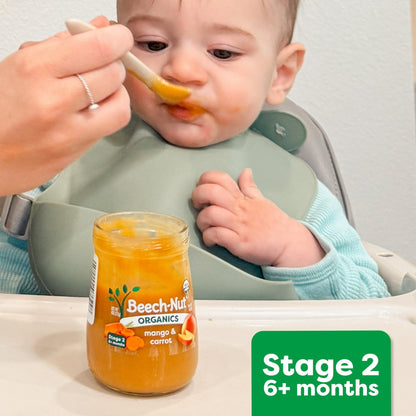 (10 pack) Beech-Nut Organics Stage 2 Organic Baby Food, Apple Raspberries & Avocado, 4oz Jar