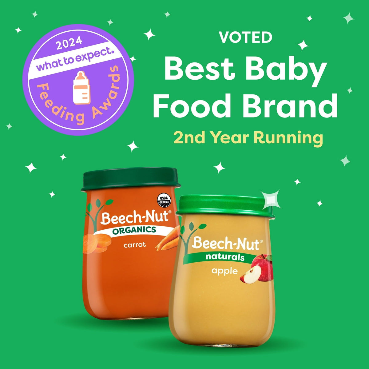 (10 pack) Beech-Nut Organics Stage 2 Organic Baby Food, Apple Raspberries & Avocado, 4oz Jar