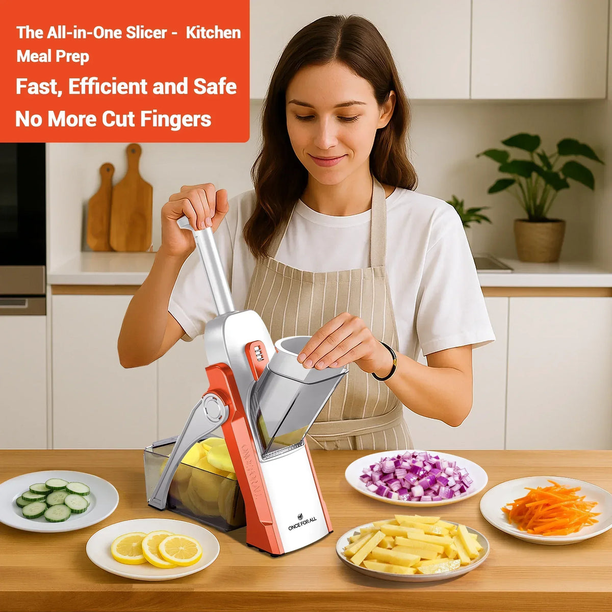 Mandoline Slicer for Vegetables Fruits, Adjustable Thickness Stainless Steel Food Cutter & Chopper, Safe and Quick Meal Preparation