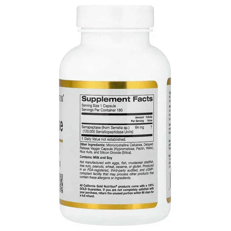 California Gold Nutrition, Serrapeptase, Proteolytic Enzyme, 120,000 SPUs, 180 Veggie Capsules