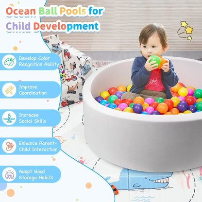 Hawsaiy Foam Ocean Ball Pit for Baby Infants and Toddlers Ages 1-3, Soft Round Play Area for Indoor/Outdoor Use, No Balls Included, Gray