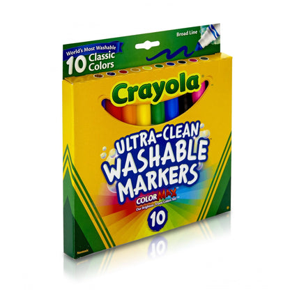 Crayola Ultra-Clean Washable Broad Line Markers, Art Supplies, Back to School Supplies, 10 Ct
