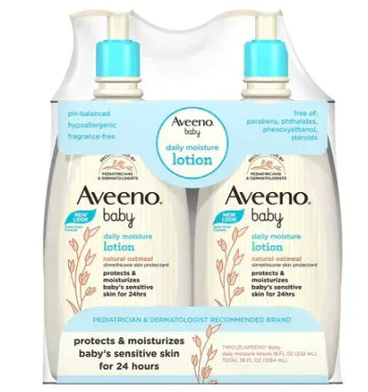 Aveeno Baby Daily Moisture Lotion, For Delicate Skin, Fragrance Free, 2 pk./18 fl. oz