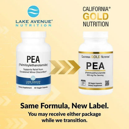 California Gold Nutrition, PEA (Palmitoylethanolamide), 90 Veggie Capsules (300 mg per Capsule)