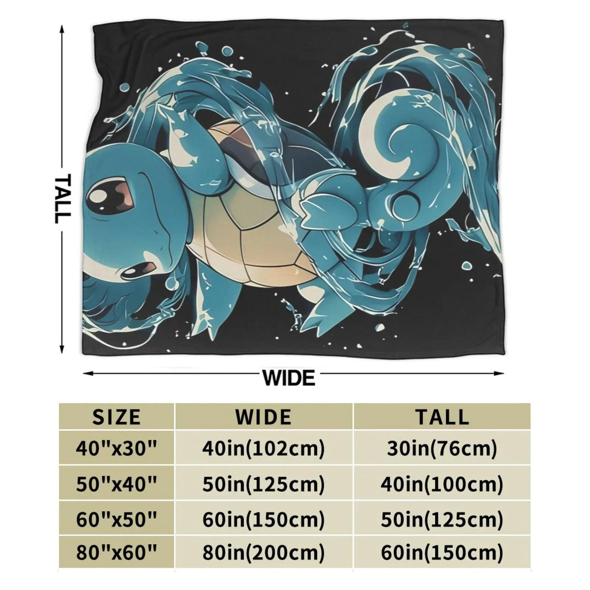Squirtle Blanket, Soft Flannel Throw Cozy Flannel Blankets Travel Throw Blanket Super Soft Lightweight Bedding Lap Chair Sofa for Adults Kids Teens 40"X30"