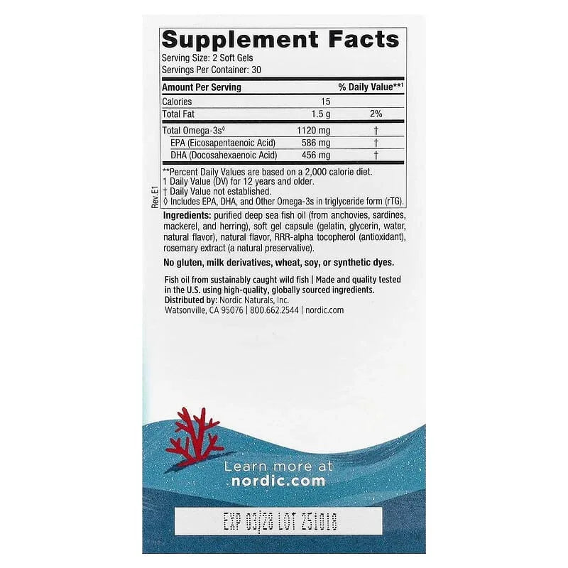 Nordic Naturals, Teen, Ultimate Omega® Fish Oil, Ages 12+, Strawberry, 60 Mini Soft Gels
