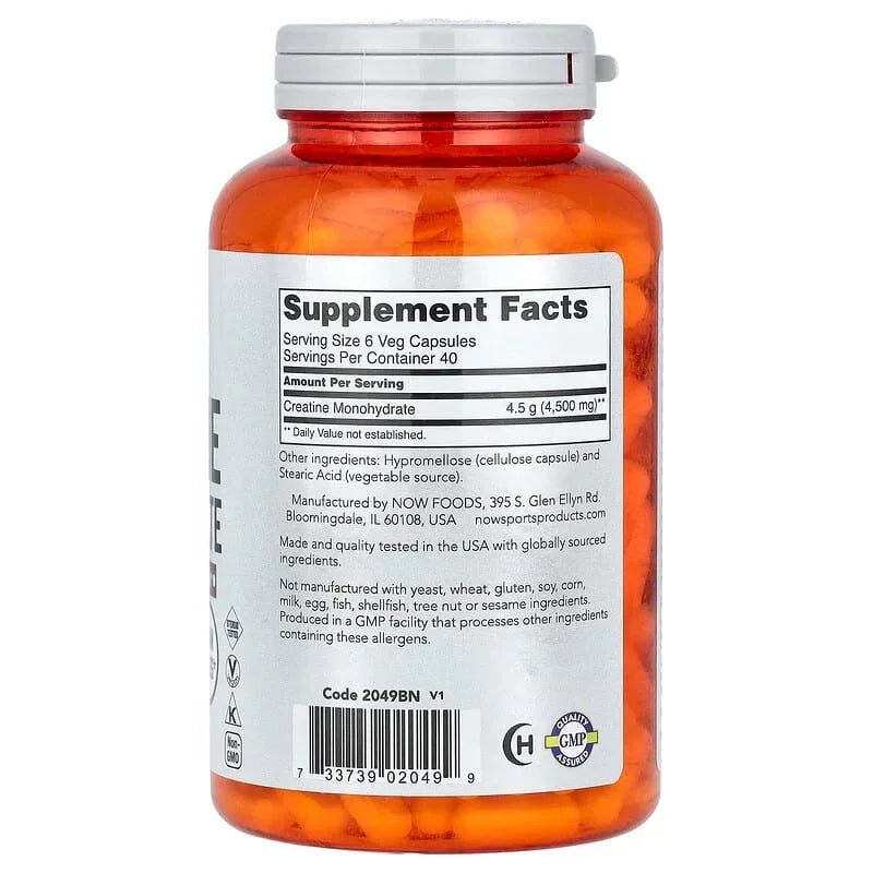 NOW Foods, Sports, Creatine Monohydrate (0.75 g per Capsule)