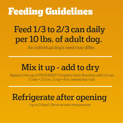 Pedigree Chopped Ground Dinner Wet Dog Food Chicken & Beef, 13.2 oz. Cans
