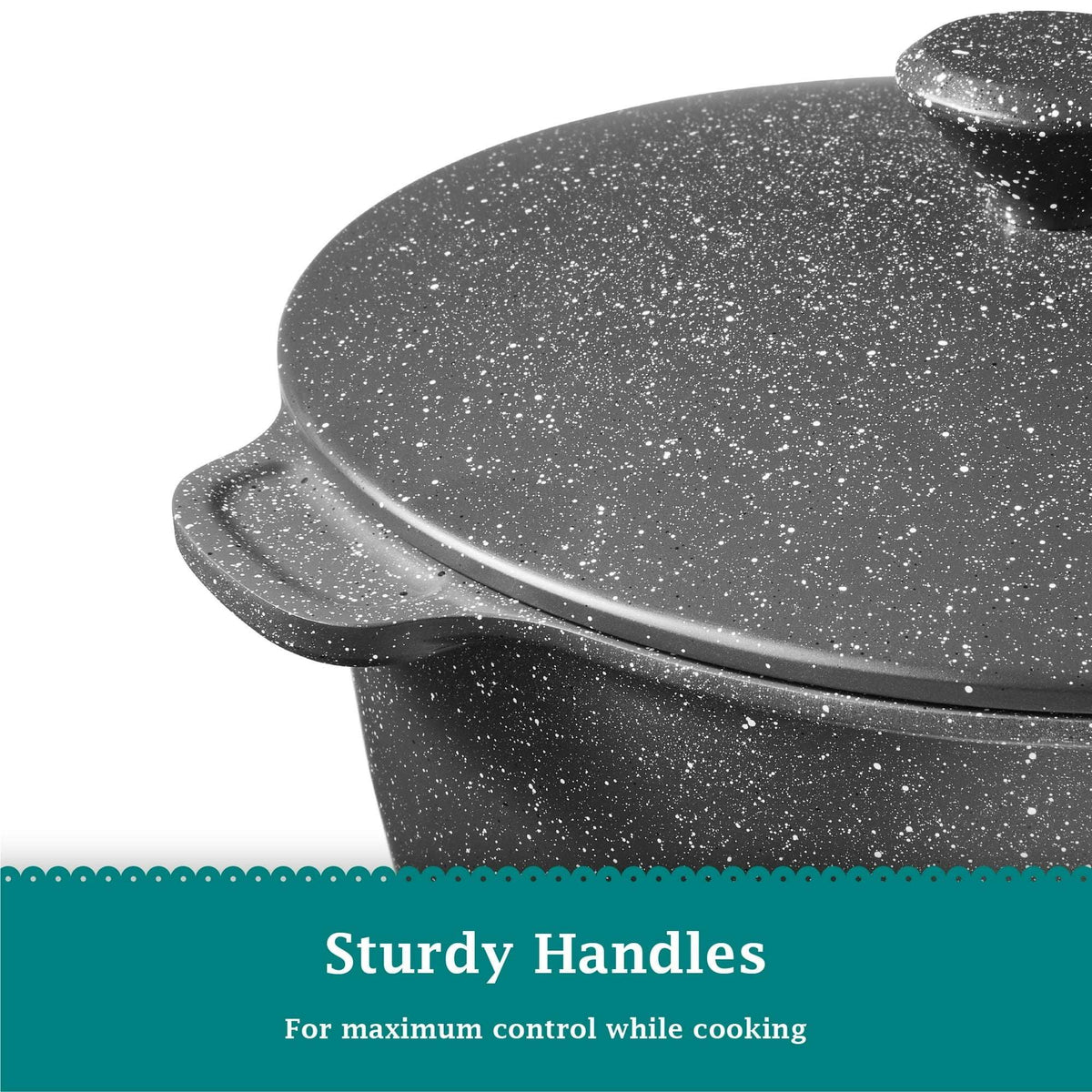The Pioneer Woman Prairie Signature 5 Quart Nonstick Cast Aluminum Dutch Oven, Charcoal Speckle