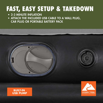 Ozark Trail 13" Twin Indoor & Outdoor Air Mattress with Built-In USB Pump