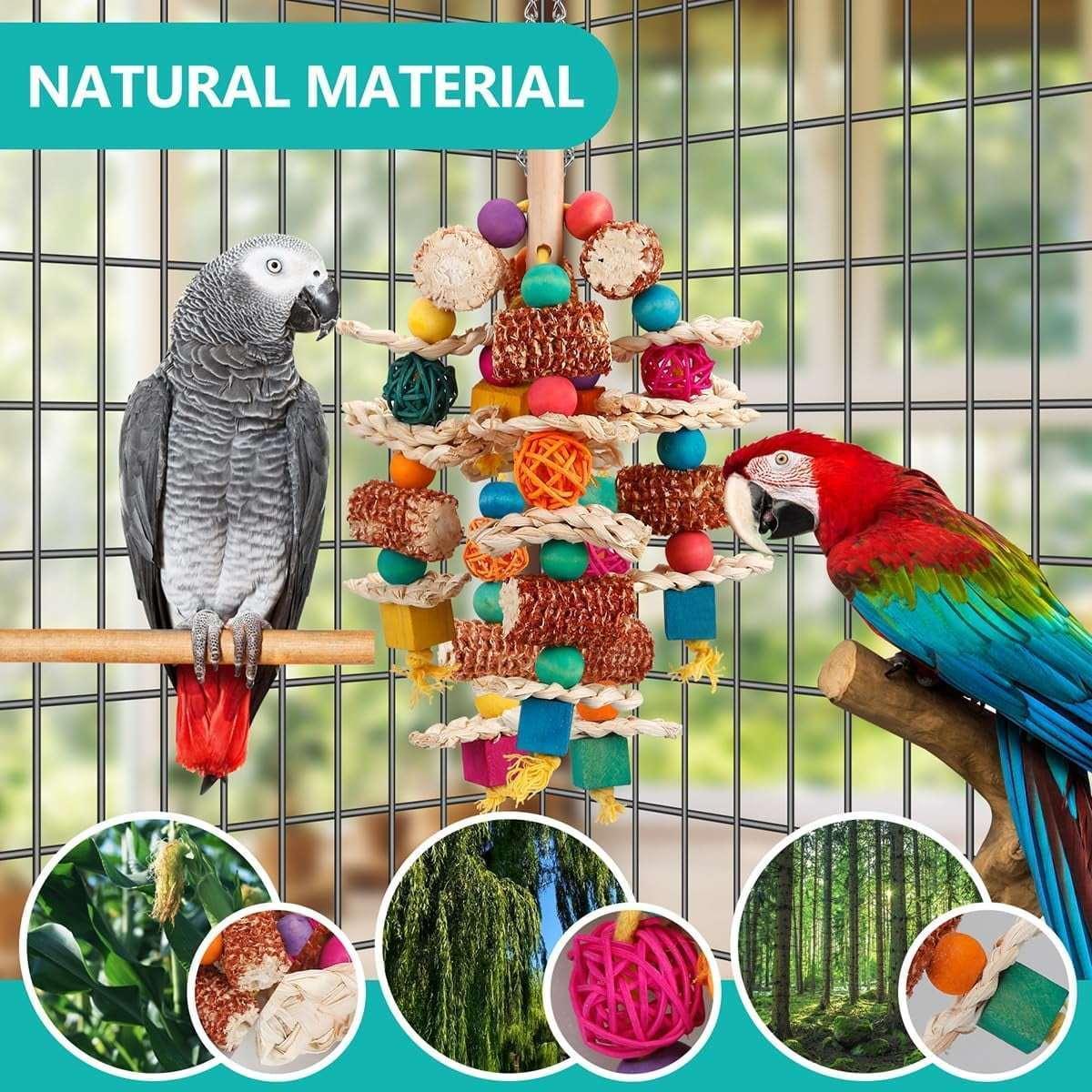 ZeenArt Bird Parrot Toys, Natural Corn Cob Bird Chew Toys for African Grey, Cockatoos, Lovebird, Conure