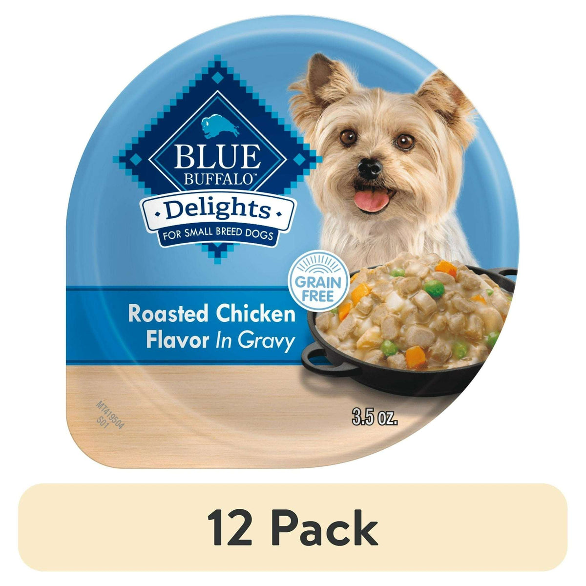 Blue Buffalo Delights Small Breed Roasted Chicken Flavor in Hearty Gravy Wet Dog Food for Adult Dogs, Grain-Free, 3.5 oz. Cup