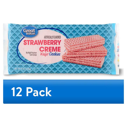 Great Value Strawberry Flavor Wafer Cookies, 8 oz