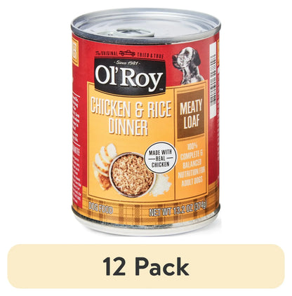 Ol' Roy Chicken & Rice Dinner Meaty Loaf Wet Dog Food, 13.2 oz Can (6 - 12 packs)